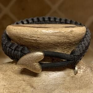 Soldier to Soldier Bracelet Parachute Cord Black 925 Gold Tone Heart